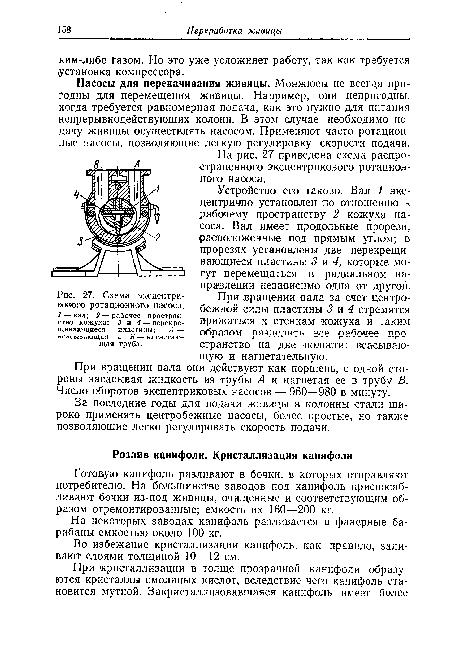 Схема эксцентрикового ротационного насоса.