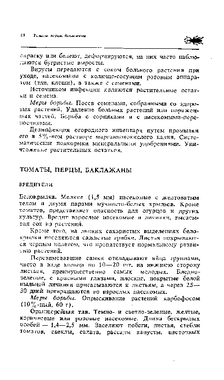 Меры борьбы. Опрыскивание растений карбофосом (10%-ный, 60 г).