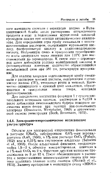 Для анализа хлоридов подготовленную пробу смешивали с раствором азотной кислоты, содержащим азотнокислое железо (III), тиоцианат ртути и метанол. Количество окрашенного в красный цвет комплекса, образующегося в присутствии ионов хлора, измеряли фотометрически.