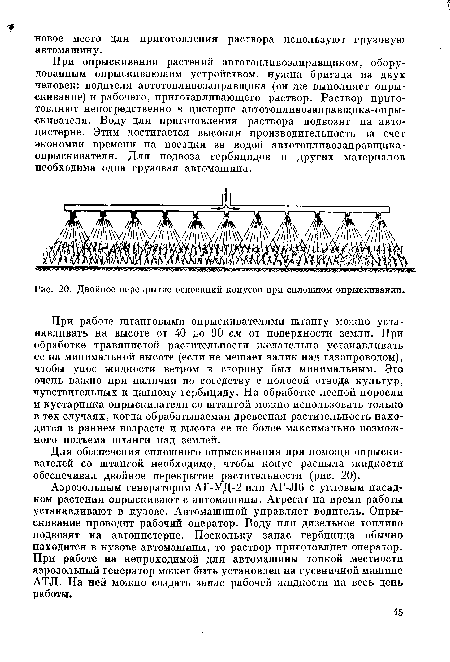 Двойное перекрытие оснований конусов при сплошном опрыскивании.