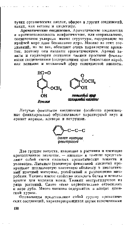 Летучие фенольные соединения (особенно производные фенилпропана) обусловливают характерный вкус и аромат корицы, клевера и петрушки.