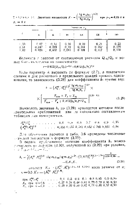 Для облегчения расчетов в табл. 3.6 приведены численные -.-ачения множителя в формуле (3.29).