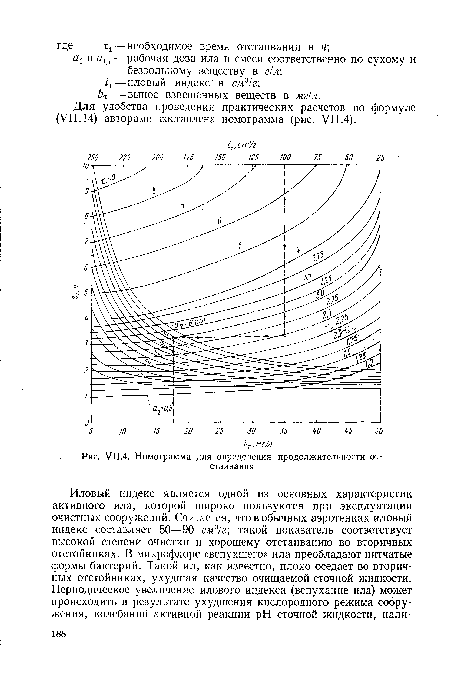 УП.4. Номограмма для определения продолжительности отстаивания