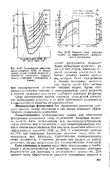 Влияние дозы хлорного железа на эффективность флокуля-ции и отстаивание