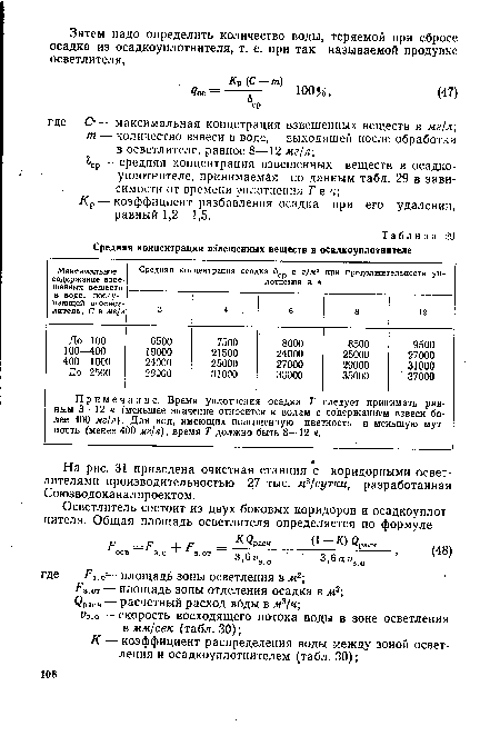 Кр — коэффициент разбавления осадка при его удалении, равный 1,2—1,5.