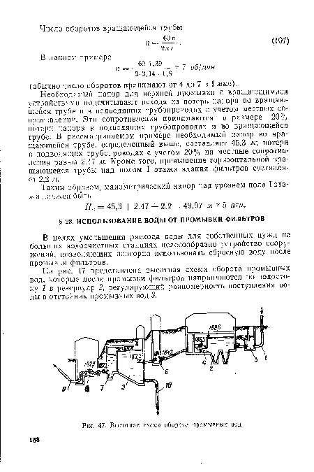 Высотная схема оборота промывных вод