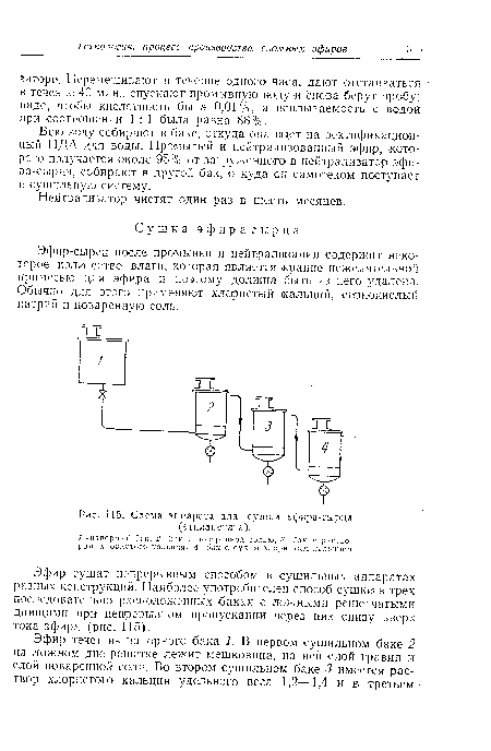 Схема аппарата для сушки эфира-сырца (этилацетата)