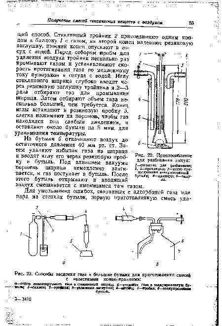Способы введения газа в большие бутыли для приготовления смесей с известными концентрациями