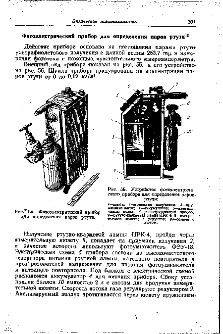 Фотоэлектрический прибор для определения паров ртути.