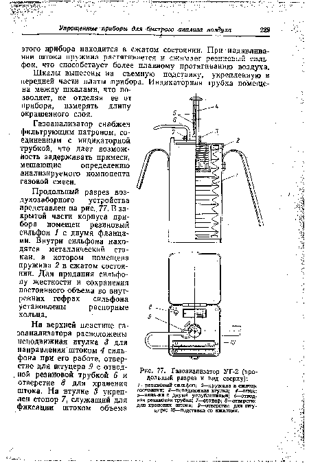 Газоанализатор УГ-2 (продольный разрез и вид сверху)