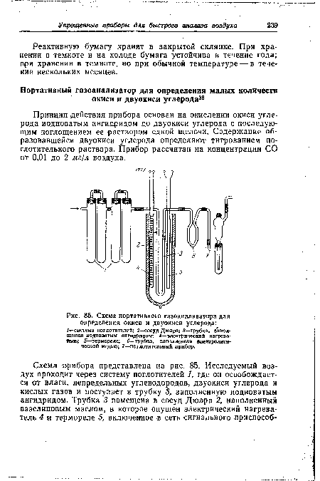 Схема портативного газоанализатора для определения окиси и двуокиси углерода