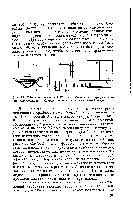 Оборотная система ГЗУ с устройством для предотвращения отложений в трубопроводах и насосах осветленной воды.
