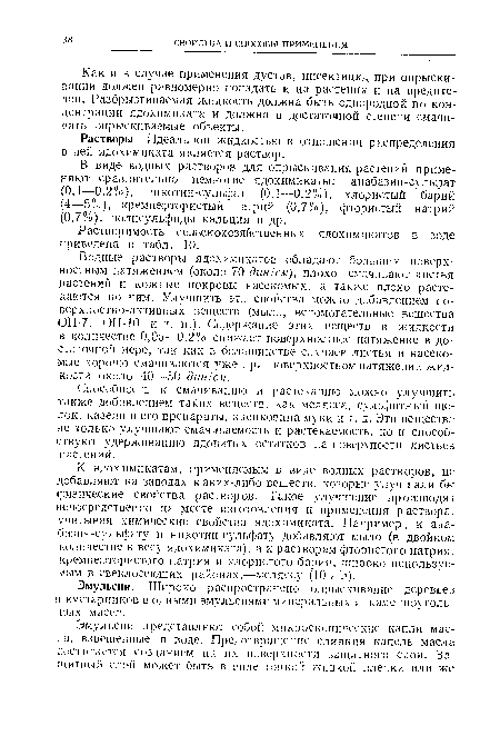 Как и в случае применения дустов, инсектицид при опрыскивании должен равномерно попадать и на растения и на вредителей. Разбрызгиваемая жидкость должна быть однородной по концентрации ядохимиката и должна в достаточной степени смачивать опрыскиваемые объекты.