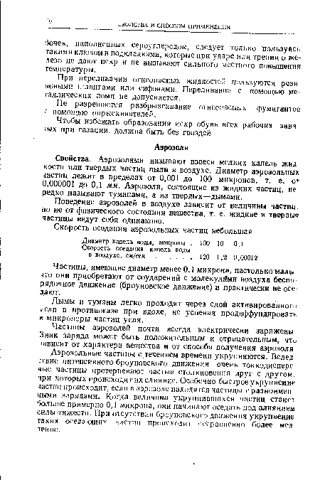 Дымы и туманы легко проходят через слой активированного угля в противогазе при вдохе, не успевая продиффундировать в микропоры частиц угля.