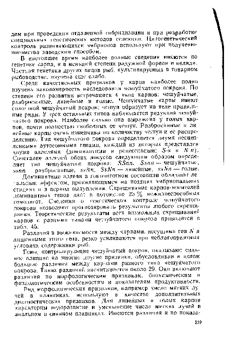 Различия в выживаемости между карпами, несущими ген N и лишенными этого гена, резко усиливаются при неблагоприятных условиях содержания рыб.