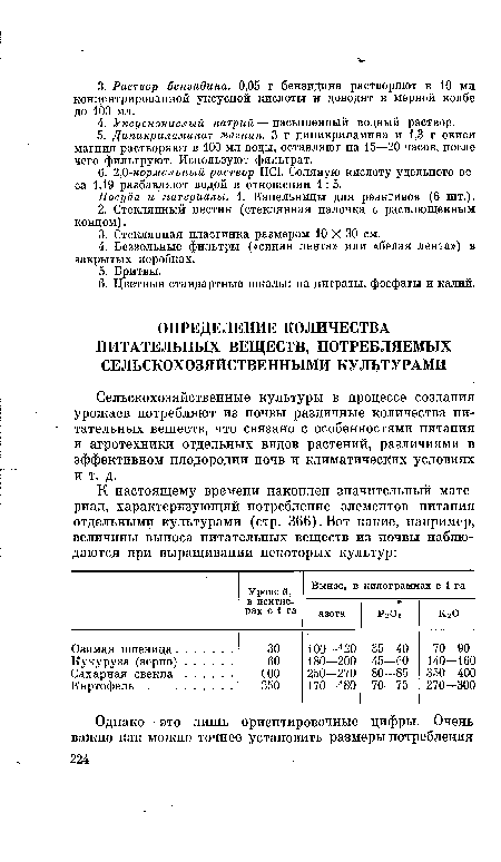 Сельскохозяйственные культуры в процессе создания урожаев потребляют из почвы различные количества питательных веществ, что связано с особенностями питания и агротехники отдельных видов растений, различиями в эффективном плодородии почв и климатических условиях и т. д.