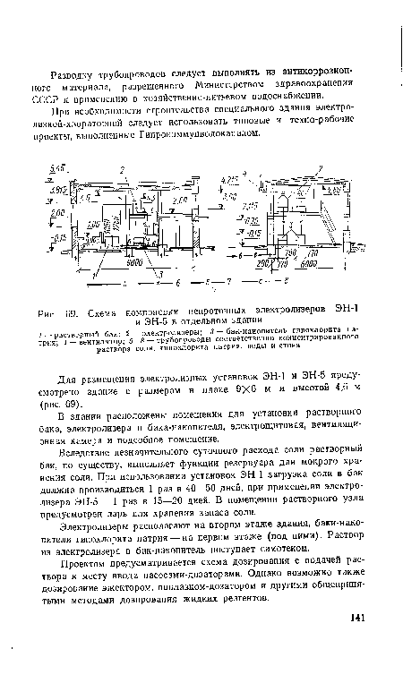 Схема компоновки непроточных электролизеров ЭН-1 и ЭН-5 в отдельном здании