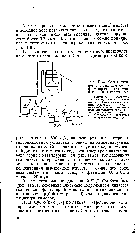 Схема установки с гидроциклоном-флотатором, предложенная Л. Д. Субботкиным