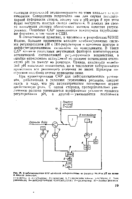 Комбинированная САР процесса нейтрализации по расходу воды и pH на входе и выходе реактора