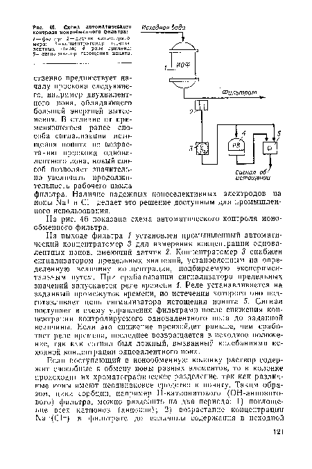 На рис. 46 показана схема автоматического контроля ионообменного фильтра.