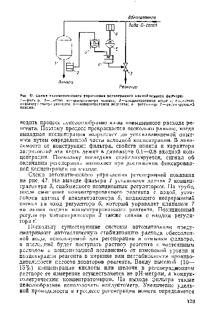 Схема автоматического управления регенерацией ионообменного фильтра