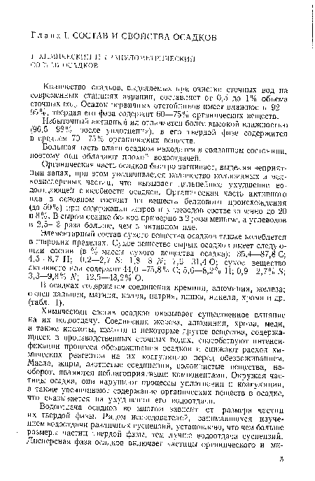 Избыточный активный ил отличается более высокой влажностью (96,5—98% после уплотнения), в его твердой фазе содержится в среднем 70—75% органических веществ.