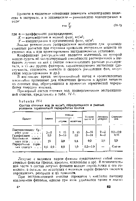 Коэффициент распределения является величиной, по которой можно судить об экстрагирующей способности растворителей и выбирать лучшие из них с учетом относительного расхода растворителя, а также других факторов, характеризующих экстрагент (доступность, стоимость, полнота и скорость разделения фаз, отсутствие эмульгирования и др.).