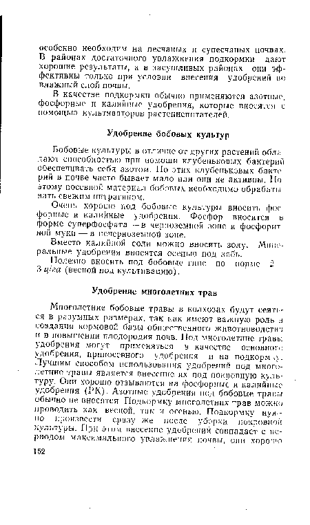 Бобовые культуры в отличие от других растений обладают способностью при помощи клубеньковых бактерий обеспечивать себя азотом. Но этих клубеньковых бактерий в почве часто бывает мало или они не активны. Поэтому посевной материал бобовых необходимо обрабатывать свежим нитрагином.