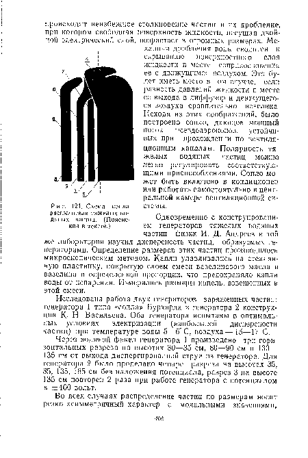 Схема сопла распылителя тяжелых водяных частиц. (Пояснения в тексте.)