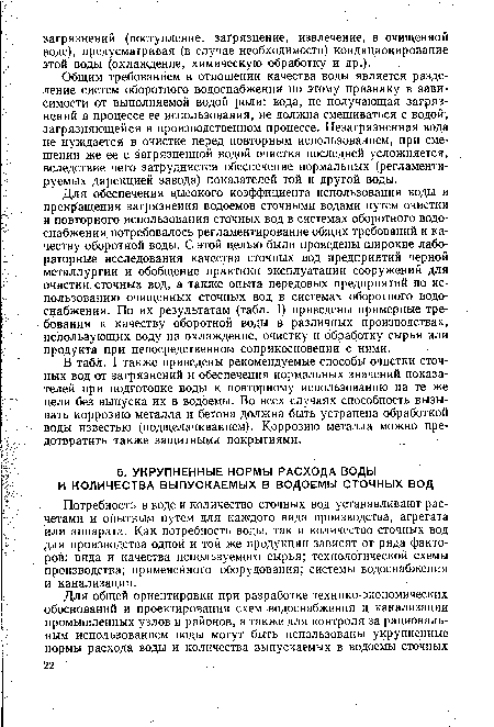 Потребность в воде и количество сточных вод устанавливают расчетами и опытным путем для каждого вида производства, агрегата или аппарата. Как потребность воды, так и количество сточных вод для производства одной и той же продукции зависят от ряда факторов: вида и качества используемого сырья; технологической схемы производства; примененного оборудования; системы водоснабжения и канализации.