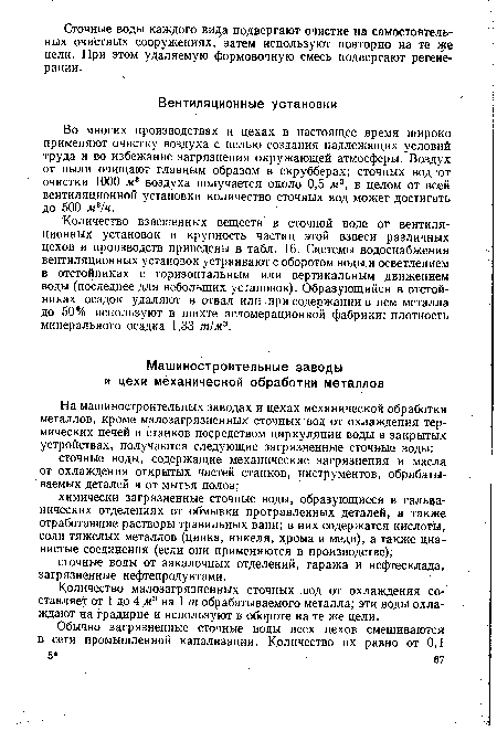 Количество малозагрязненных сточных вод от охлаждения составляет от 1 до 4 м3 на 1 т обрабатываемого металла; эти воды охлаждают на градирне и используют в обороте на те же цели.