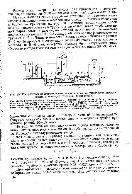 Рекарбонизация оборотной воды в цикле доменной газоочистки дымовыми газами с помощью газодувки и барботера