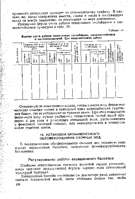 Наиболее ответственным является пусковой период установки, когда заселяют (искусственно) первую порцию воды специальной культурой бактерий.