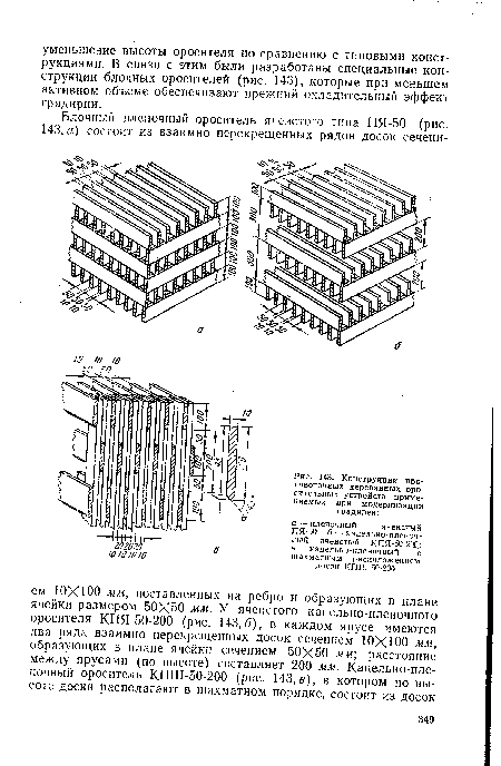 Конструкции про-тивоточных деревянных оросительных устройств, применяемых при модернизации градирен