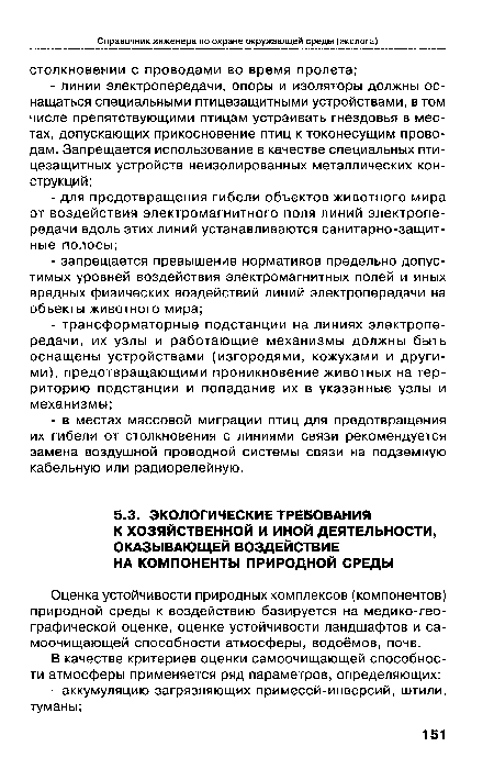 Оценка устойчивости природных комплексов (компонентов) природной среды к воздействию базируется на медико-гео-графической оценке, оценке устойчивости ландшафтов и са-моочищающей способности атмосферы, водоёмов, почв.