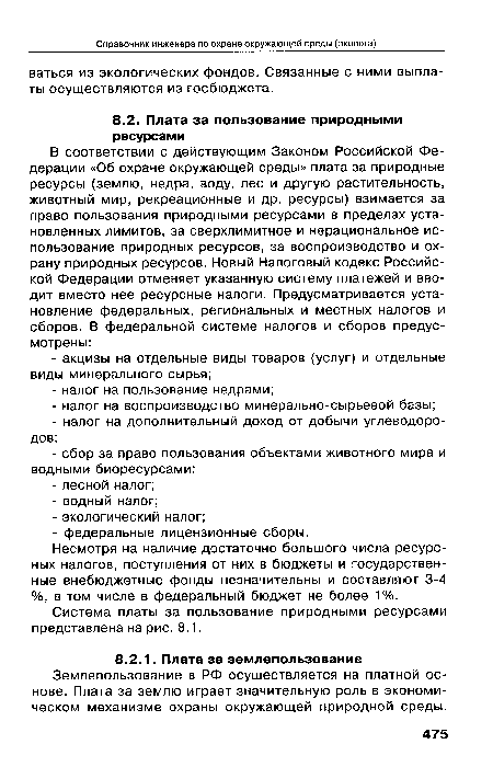 Система платы за пользование природными ресурсами представлена на рис. 8.1.