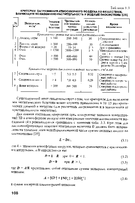 Существующий опыт свидетельствует о том, что критерием для выделения зон экологического бедствия может служить превышение в 10-15 раз критических уровней и нагрузок (для различных ингредиентов и в зависимости от чувствительности экосистем).