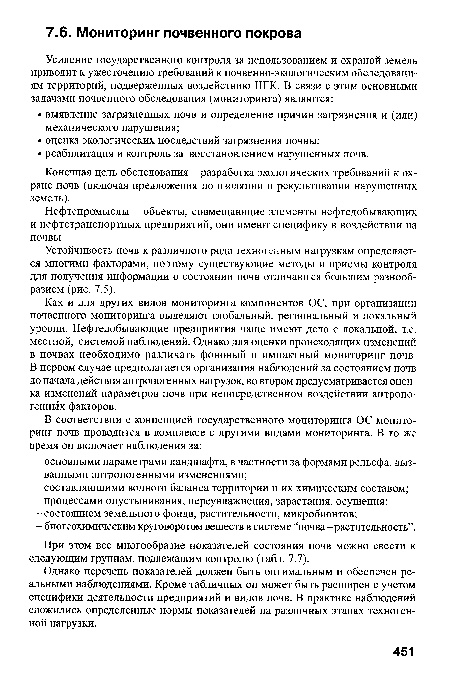 Конечная цель обследования - разработка экологических требований к охране почв (включая предложения по изоляции и рекультивации нарушенных земель).