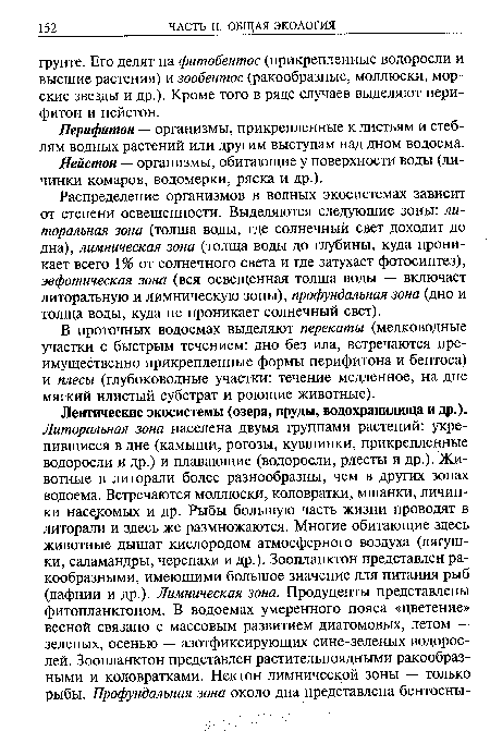 Перифитон — организмы, прикрепленные к листьям и стеблям водных растений или другим выступам над дном водоема.