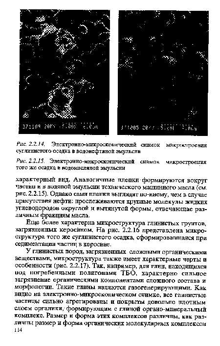 Электронно-микроскопический снимок микростроения суглинистого осадка в водонефтяной эмульсии