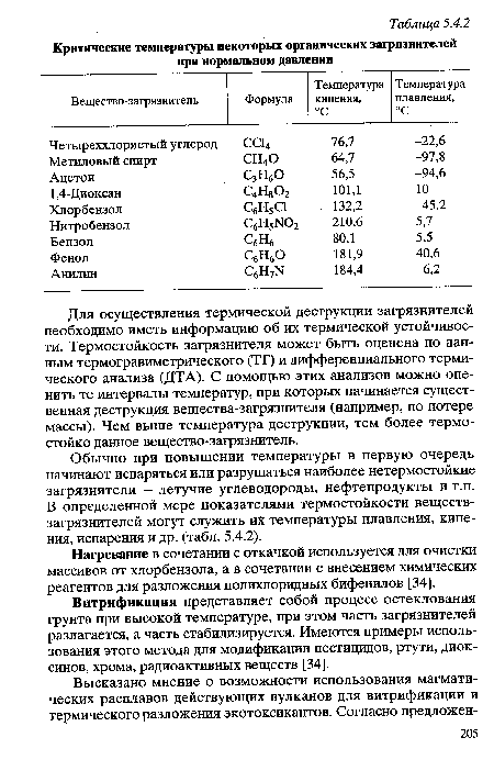 Витрификация представляет собой процесс остеклования грунта при высокой температуре, при этом часть загрязнителей разлагается, а часть стабилизируется. Имеются примеры использования этого метода для модификации пестицидов, ртути, диоксинов, хрома, радиоактивных веществ [34].