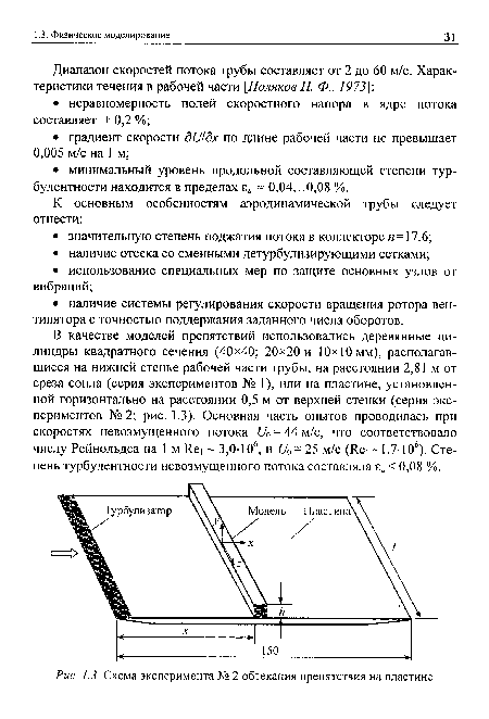 Схема эксперимента № 2 обтекания препятствия на пластине