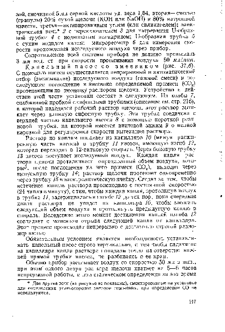 Сопротивление всей системы прибора не должно превышать 3 мм вод. ст. при скорости протягивания воздуха 50 мл/мин.