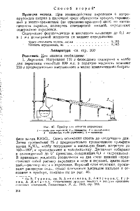 Прибор для отгонки акролеина