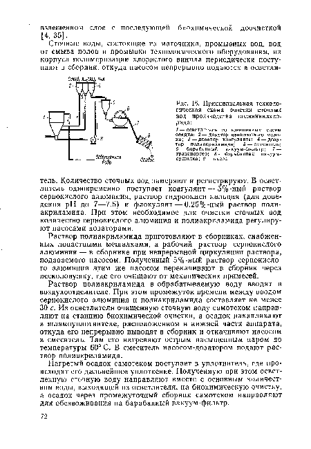 Принципиальная технологическая схема очистки сточных вод производства поливинилхлорида