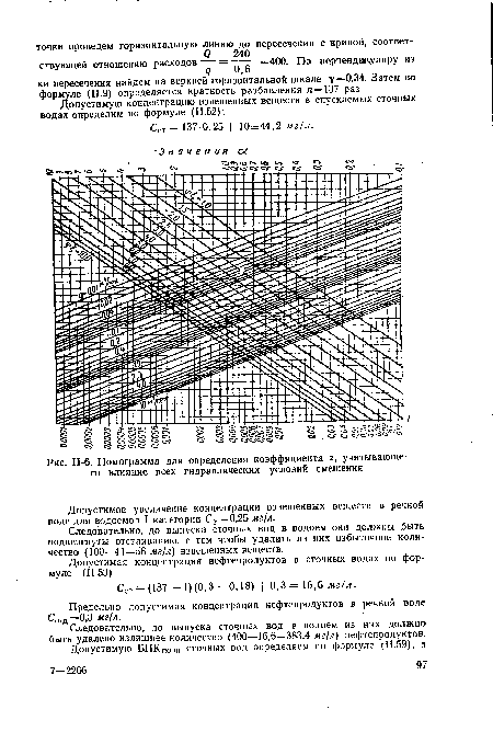 П-6. Номограмма для определения коэффициента < , учитывающего влияние всех гидравлических условий смешения