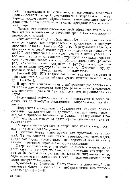 В процессе нейтрализации в нейтрализаторы добавляются небольшие количества суперфосфата и- сульфат-аммония для подпитки дрожжей при последующем сбраживании сахаров.