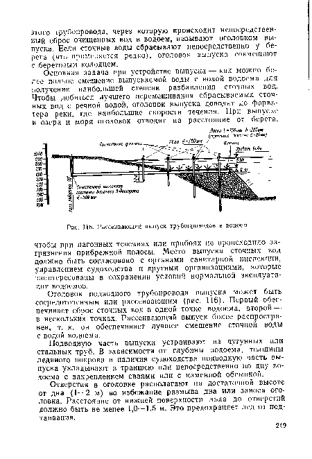 Рассеивающий выпуск трубопроводов в водоем