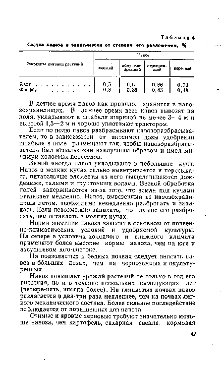 Если по полю навоз разбрасывают навозоразбрасывателем, то в зависимости от вносимой дозы удобрений штабеля в поле размещают так, чтобы навозоразбрасыватель был использован наилучшим образом и имел минимум холостых переездов.