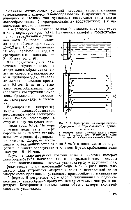 Перегородчатая камера хлопьеобразования с горизонтальным движением воды